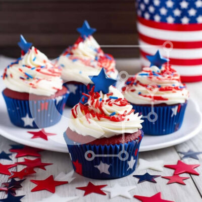 Intra Συλλεκτικό Ξύλινο Παζλ Plywood  4mm - Cupcakes Red Velvet με Πατριωτικά Διακοσμητικά Σε Ξύλινο Κουτί - Διαστάσεις: 10x10 cm – 25 κομμάτια - Image 1