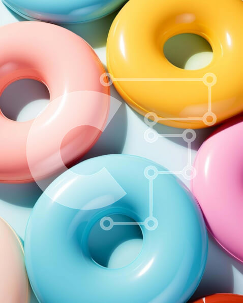 Intra Συλλεκτικό Ξύλινο Παζλ Plywood  4mm - Σύνθεση πολύχρωμων ντόνατς Σε Ξύλινο Κουτί - Διαστάσεις: 10x10 cm – 25 κομμάτια