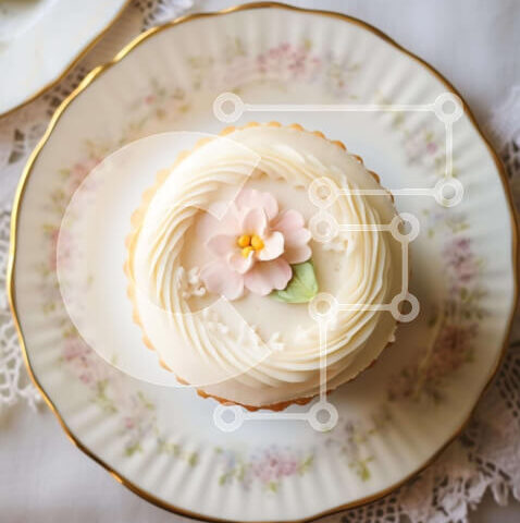 Intra Συλλεκτικό Ξύλινο Παζλ Plywood  4mm - Λαχταριστά cupcakes σε λευκό πιάτο με floral διακόσμηση Σε Ξύλινο Κουτί - Διαστάσεις: 10x10 cm – 25 κομμάτια - Image 1