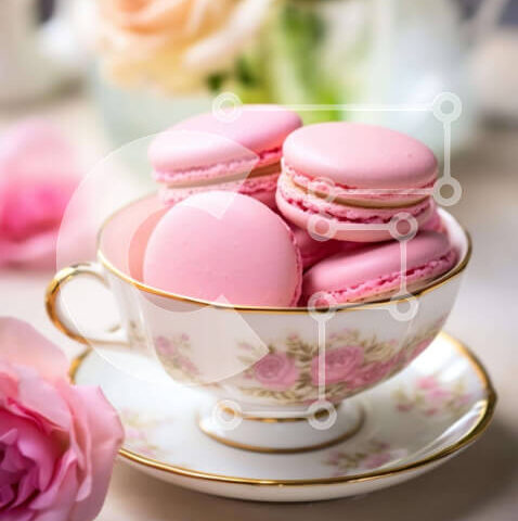 Intra Συλλεκτικό Ξύλινο Παζλ Plywood  4mm - Φλυτζάνι τσαγιού με ροζ μακαρόν και τριαντάφυλλα Σε Ξύλινο Κουτί - Διαστάσεις: 10x10 cm – 25 κομμάτια - Image 1