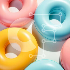 Intra Συλλεκτικό Ξύλινο Παζλ Plywood  4mm - Πολύχρωμα πλαστικά ντόνατς Σε Ξύλινο Κουτί - Διαστάσεις: 10x10 cm – 25 κομμάτια