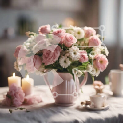 Intra Συλλεκτικό Ξύλινο Παζλ Plywood  4mm - Κομψό και ρομαντικό φλοράλ τραπέζι με κεριά και μαχαιροπίρουνα Σε Ξύλινο Κουτί - Διαστάσεις: 10x10 cm – 25 κομμάτια - Image 1