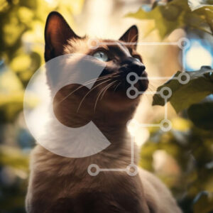 Intra Συλλεκτικό Ξύλινο Παζλ Plywood  4mm - Περίεργη σιαμέζα γάτα ανάμεσα στα φύλλα Σε Ξύλινο Κουτί - Διαστάσεις: 10x10 cm – 25 κομμάτια