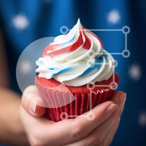Intra Συλλεκτικό Ξύλινο Παζλ Plywood  4mm - Cupcake 4ης Ιουλίου με Κόκκινο, Λευκό και Μπλε γλάσο Σε Ξύλινο Κουτί - Διαστάσεις: 10x10 cm – 25 κομμάτια - Image 1
