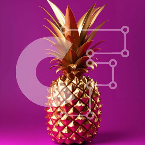 Intra Συλλεκτικό Ξύλινο Παζλ Plywood 4mm - Χρυσός ανανάς σε ζωντανό μωβ φόντο Σε Ξύλινο Κουτί - Διαστάσεις: 10x10 cm – 25 κομμάτια - Image 1