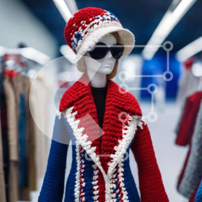 Intra Συλλεκτικό Ξύλινο Παζλ Plywood 4mm - Κομψό μανεκέν σε κόκκινο, λευκό και μπλε ντύσιμο Σε Ξύλινο Κουτί - Διαστάσεις: 10x10 cm – 25 κομμάτια - Image 1