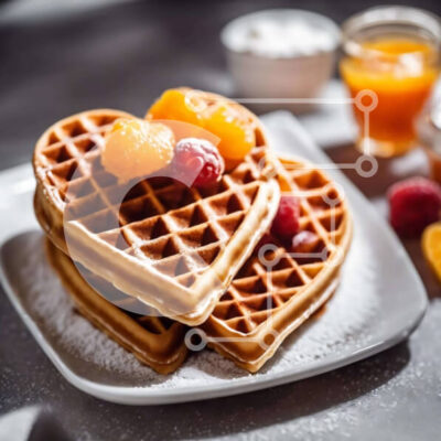 Intra Συλλεκτικό Ξύλινο Παζλ Plywood  4mm - Νόστιμο πρωινό με βάφλες σε σχήμα καρδιάς Σε Ξύλινο Κουτί - Διαστάσεις: 10x10 cm – 25 κομμάτια - Image 1