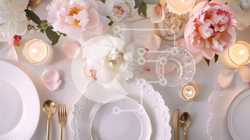 Intra Συλλεκτικό Ξύλινο Παζλ Plywood  4mm - Κομψό τραπεζάκι με λευκά πιάτα και χρυσά μαχαιροπίρουνα Σε Ξύλινο Κουτί - Διαστάσεις: 10x10 cm – 25 κομμάτια