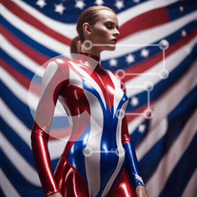 Intra Συλλεκτικό Ξύλινο Παζλ Plywood  4mm - Γυναίκα με Κόκκινο, Λευκό και Μπλε κορμάκι από λάτεξ Σε Ξύλινο Κουτί - Διαστάσεις: 10x10 cm – 25 κομμάτια - Image 1