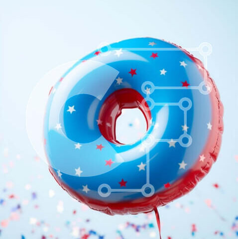 Intra Συλλεκτικό Ξύλινο Παζλ Plywood  4mm - Πατριωτικό ντόνατ για την Ημέρα της Ανεξαρτησίας Σε Ξύλινο Κουτί - Διαστάσεις: 10x10 cm – 25 κομμάτια - Image 1