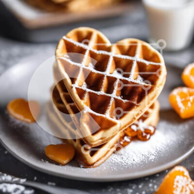 Intra Συλλεκτικό Ξύλινο Παζλ Plywood  4mm - Βάφλες σε σχήμα καρδιάς με φέτες πορτοκαλιού και γάλα Σε Ξύλινο Κουτί - Διαστάσεις: 10x10 cm – 25 κομμάτια - Image 1