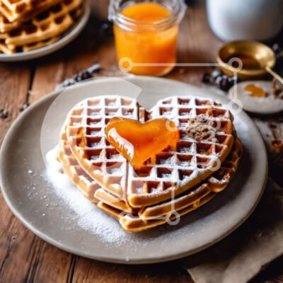 Intra Συλλεκτικό Ξύλινο Παζλ Plywood  4mm - Βάφλες σε σχήμα καρδιάς με μαρμελάδα και σιρόπι Σε Ξύλινο Κουτί - Διαστάσεις: 10x10 cm – 25 κομμάτια - Image 1