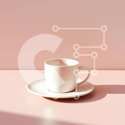 Intra Συλλεκτικό Ξύλινο Παζλ Plywood  4mm - Λευκό φλιτζάνι και πιατάκι σε ροζ φόντο Σε Ξύλινο Κουτί - Διαστάσεις: 10x10 cm – 25 κομμάτια - Image 1