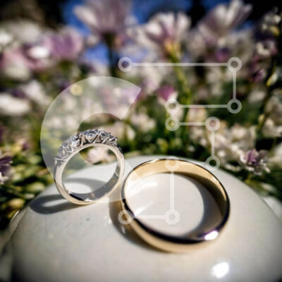 Intra Συλλεκτικό Ξύλινο Παζλ Plywood 4mm - Βέρες σε λευκό πιάτο με λουλούδια Σε Ξύλινο Κουτί - Διαστάσεις: 10x10 cm – 25 κομμάτια - Image 1