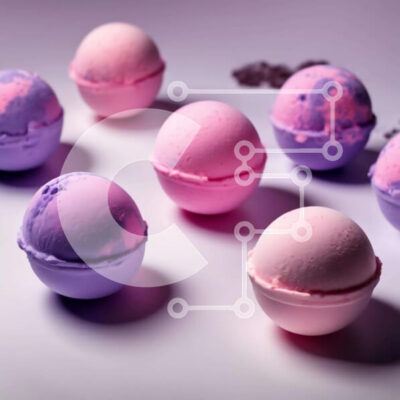 Intra Συλλεκτικό Ξύλινο Παζλ Plywood  4mm - Ροζ και μωβ βόμβες μπάνιου σε λευκή επιφάνεια Σε Ξύλινο Κουτί - Διαστάσεις: 10x10 cm – 25 κομμάτια - Image 1