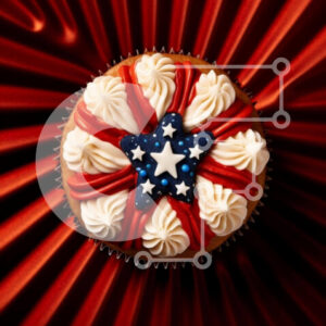 Intra Συλλεκτικό Ξύλινο Παζλ Plywood  4mm - Πατριωτικό Cupcake με διακόσμηση αμερικανικής σημαίας Σε Ξύλινο Κουτί - Διαστάσεις: 10x10 cm – 25 κομμάτια