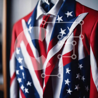 Intra Συλλεκτικό Ξύλινο Παζλ Plywood  4mm - Κόκκινο, λευκό και μπλε κοστούμι με μοτίβο αμερικανικής σημαίας Σε Ξύλινο Κουτί - Διαστάσεις: 10x10 cm – 25 κομμάτια - Image 1