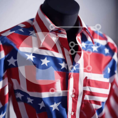 Intra Συλλεκτικό Ξύλινο Παζλ Plywood  4mm - Πατριωτικό κόκκινο, λευκό και μπλε πουκάμισο με αστέρια Σε Ξύλινο Κουτί - Διαστάσεις: 10x10 cm – 25 κομμάτια - Image 1