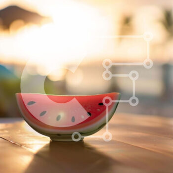 Intra Συλλεκτικό Ξύλινο Παζλ Plywood  4mm - Φρέσκια φέτα καρπούζι σε υπαίθριο τραπέζι Σε Ξύλινο Κουτί - Διαστάσεις: 10x10 cm – 25 κομμάτια - Image 1