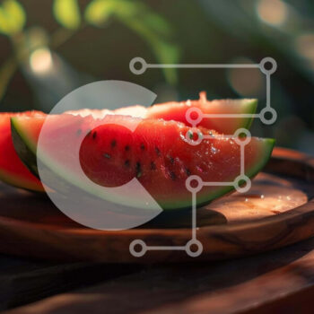 Intra Συλλεκτικό Ξύλινο Παζλ Plywood  4mm - Φρέσκες φέτες καρπούζι σε ξύλινο πιάτο Σε Ξύλινο Κουτί - Διαστάσεις: 10x10 cm – 25 κομμάτια - Image 1