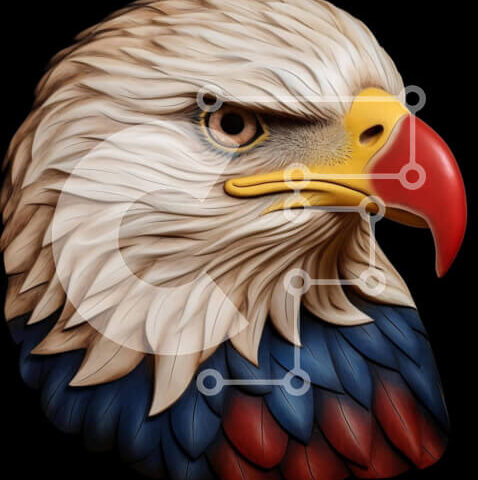 Intra Συλλεκτικό Ξύλινο Παζλ Plywood  4mm - Εγκατάσταση τέχνης Colorful Eagle's Head Σε Ξύλινο Κουτί - Διαστάσεις: 10x10 cm – 25 κομμάτια - Image 1