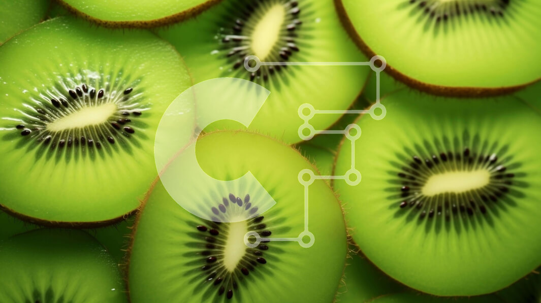 Intra Συλλεκτικό Ξύλινο Παζλ Plywood  4mm - Κοντινό πλάνο πράσινων φετών ακτινιδίων Σε Ξύλινο Κουτί - Διαστάσεις: 10x10 cm – 25 κομμάτια