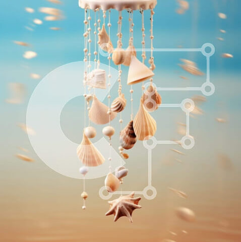 Intra Συλλεκτικό Ξύλινο Παζλ Plywood  4mm - Wind Chime με κοχύλια και αστερίες Σε Ξύλινο Κουτί - Διαστάσεις: 10x10 cm – 25 κομμάτια - Image 1