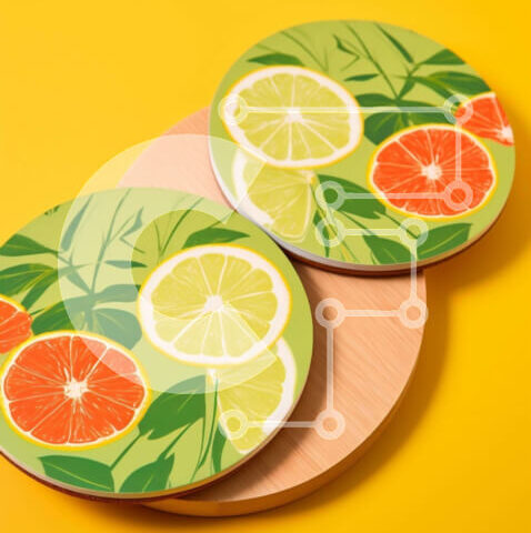 Intra Συλλεκτικό Ξύλινο Παζλ Plywood  4mm - Σουβέρ εσπεριδοειδών σε κίτρινο φόντο Σε Ξύλινο Κουτί - Διαστάσεις: 10x10 cm – 25 κομμάτια - Image 1