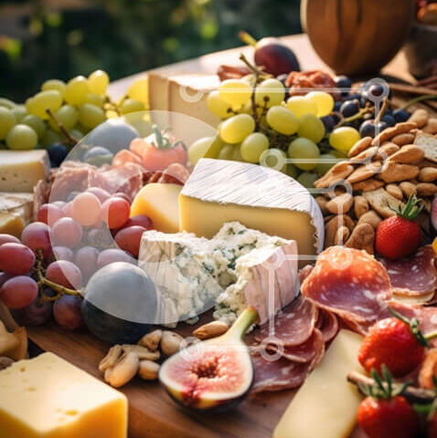 Intra Συλλεκτικό Ξύλινο Παζλ Plywood  4mm - Πιατέλα με διάφορα τυριά, φρούτα και ξηρούς καρπούς Σε Ξύλινο Κουτί - Διαστάσεις: 10x10 cm – 25 κομμάτια - Image 1