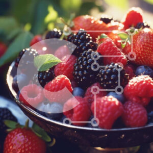 Intra Συλλεκτικό Ξύλινο Παζλ Plywood  4mm - Φρέσκα μούρα σε ένα ασημένιο μπολ Σε Ξύλινο Κουτί - Διαστάσεις: 10x10 cm – 25 κομμάτια