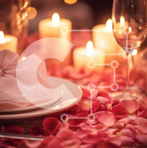 Intra Συλλεκτικό Ξύλινο Παζλ Plywood 4mm - Ρομαντικό Τραπέζι με Φως Κεριού και Ροζ Πέταλα Σε Ξύλινο Κουτί - Διαστάσεις: 10x10 cm – 25 κομμάτια - Image 1