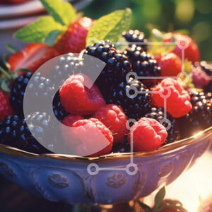 Intra Συλλεκτικό Ξύλινο Παζλ Plywood  4mm - Φρέσκα μούρα σε ένα μπολ με πράσινο Σε Ξύλινο Κουτί - Διαστάσεις: 10x10 cm – 25 κομμάτια