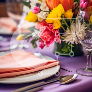 Intra Συλλεκτικό Ξύλινο Παζλ Plywood  4mm - Κομψό σετ τραπεζαρίας με πολύχρωμα λουλούδια και ασημικά Σε Ξύλινο Κουτί - Διαστάσεις: 10x10 cm – 25 κομμάτια