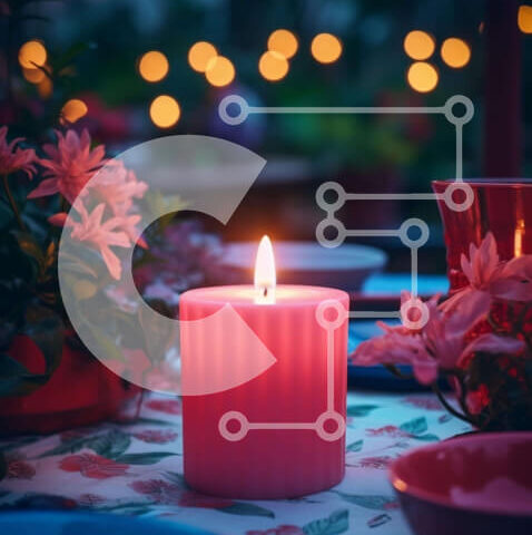 Intra Συλλεκτικό Ξύλινο Παζλ Plywood 4mm - Τραπέζι με πιάτα, μπολ, σκεύη, κερί και λουλούδια Σε Ξύλινο Κουτί - Διαστάσεις: 10x10 cm – 25 κομμάτια - Image 1