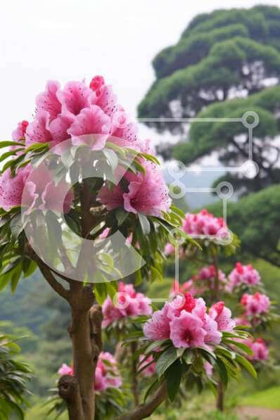 Intra Συλλεκτικό Ξύλινο Παζλ Plywood  4mm - Δέντρο με ροζ λουλούδια σε ανοιχτό πεδίο Σε Ξύλινο Κουτί - Διαστάσεις: 10x10 cm – 25 κομμάτια