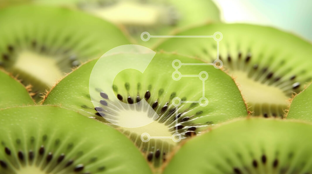 Intra Συλλεκτικό Ξύλινο Παζλ Plywood  4mm - Κοντινό πλάνο με πράσινες φέτες ακτινίδιο και διάφορα φρούτα Σε Ξύλινο Κουτί - Διαστάσεις: 10x10 cm – 25 κομμάτια