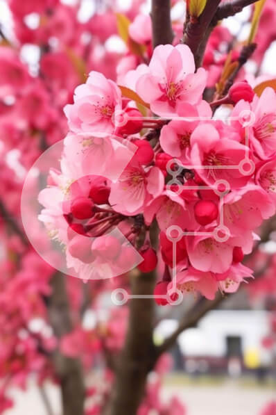 Intra Συλλεκτικό Ξύλινο Παζλ Plywood  4mm - Δέντρο με ροζ άνθη την άνοιξη Σε Ξύλινο Κουτί - Διαστάσεις: 10x10 cm – 25 κομμάτια