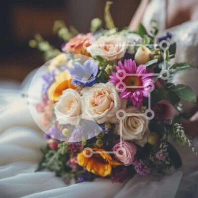 Intra Συλλεκτικό Ξύλινο Παζλ Plywood  4mm - Πολύχρωμο νυφικό μπουκέτο για γάμο ή ειδικές περιστάσεις Σε Ξύλινο Κουτί - Διαστάσεις: 10x10 cm – 25 κομμάτια - Image 1