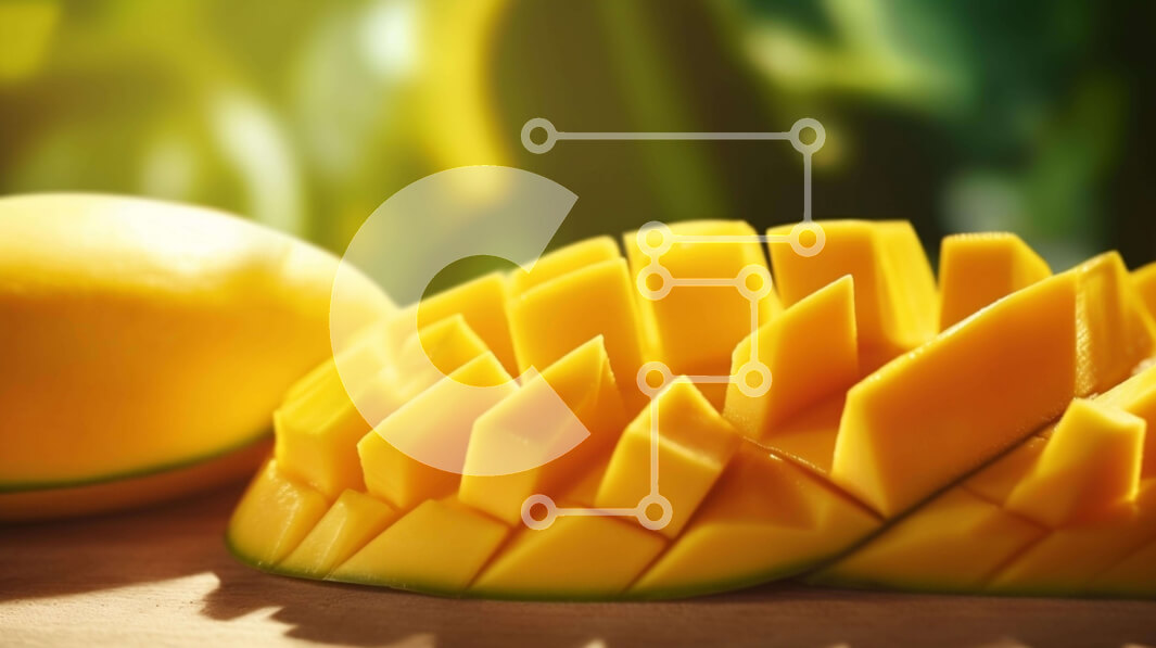 Intra Συλλεκτικό Ξύλινο Παζλ Plywood  4mm - Φρέσκα μάνγκο σε ξύλινο τραπέζι Σε Ξύλινο Κουτί - Διαστάσεις: 10x10 cm – 25 κομμάτια