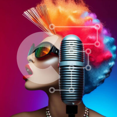 Intra Συλλεκτικό Ξύλινο Παζλ Plywood  4mm - Κομψή γυναίκα με ζωηρά μαλλιά και μικρόφωνο Σε Ξύλινο Κουτί - Διαστάσεις: 10x10 cm – 25 κομμάτια - Image 1