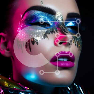 Intra Συλλεκτικό Ξύλινο Παζλ Plywood  4mm - Γυναίκα με πολύχρωμο μακιγιάζ και αστραφτερές λεπτομέρειες Σε Ξύλινο Κουτί - Διαστάσεις: 10x10 cm – 25 κομμάτια - Image 1