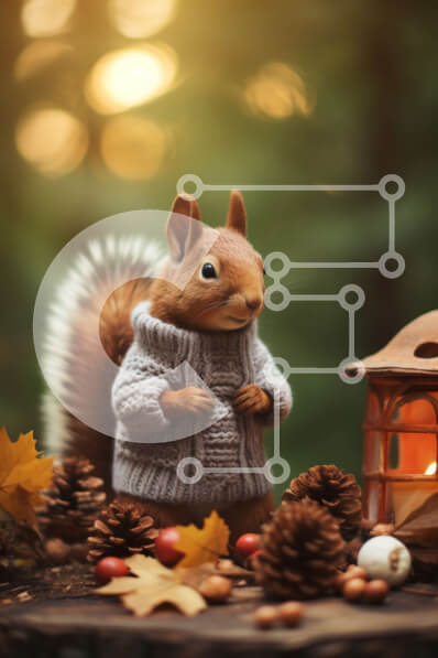 Intra Συλλεκτικό Ξύλινο Παζλ Plywood  4mm - Αξιολάτρευτος φθινοπωρινός σκίουρος με είδη με θέμα το φθινόπωρο Σε Ξύλινο Κουτί - Διαστάσεις: 10x10 cm – 25 κομμάτια