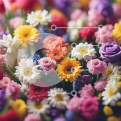 Intra Συλλεκτικό Ξύλινο Παζλ Plywood  4mm - Πολύχρωμο μπουκέτο λουλουδιών κινηματογράφηση σε πρώτο πλάνο Σε Ξύλινο Κουτί - Διαστάσεις: 10x10 cm – 25 κομμάτια - Image 1