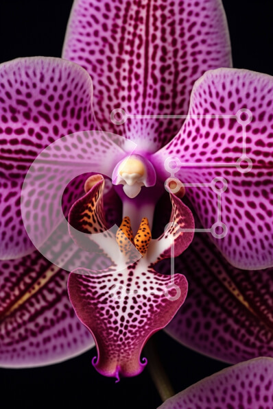 Intra Συλλεκτικό Ξύλινο Παζλ Plywood  4mm - Κοντινό πλάνο πορφυρού λουλουδιού ορχιδέας με λευκές κηλίδες Σε Ξύλινο Κουτί - Διαστάσεις: 10x10 cm – 25 κομμάτια