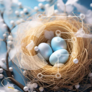 Intra Συλλεκτικό Ξύλινο Παζλ Plywood  4mm - Φωλιά πουλιού με τρία μπλε αυγά Σε Ξύλινο Κουτί - Διαστάσεις: 10x10 cm – 25 κομμάτια