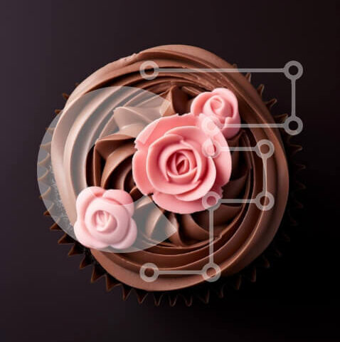 Intra Συλλεκτικό Ξύλινο Παζλ Plywood  4mm - Cupcake σοκολάτας με ροζ τριαντάφυλλα Σε Ξύλινο Κουτί - Διαστάσεις: 10x10 cm – 25 κομμάτια - Image 1