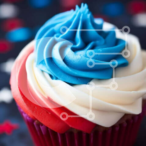 Intra Συλλεκτικό Ξύλινο Παζλ Plywood  4mm - Cupcake για την Ημέρα της Ανεξαρτησίας με Κόκκινο, Λευκό και Μπλε γλάσο Σε Ξύλινο Κουτί - Διαστάσεις: 10x10 cm – 25 κομμάτια - Image 1