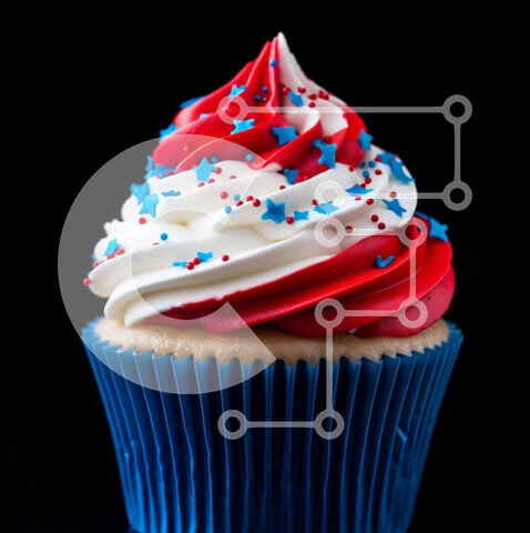 Intra Συλλεκτικό Ξύλινο Παζλ Plywood  4mm - Cupcake 4ης Ιουλίου με Κόκκινο, Λευκό και Μπλε γλάσο Σε Ξύλινο Κουτί - Διαστάσεις: 10x10 cm – 25 κομμάτια - Image 1
