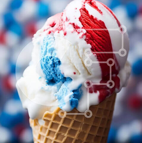 Intra Συλλεκτικό Ξύλινο Παζλ Plywood  4mm - Πατριωτικό κόκκινο, λευκό και μπλε παγωτό σε χωνάκι βάφλας Σε Ξύλινο Κουτί - Διαστάσεις: 10x10 cm – 25 κομμάτια - Image 1