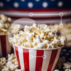 Intra Συλλεκτικό Ξύλινο Παζλ Plywood  4mm - Πατριωτικά μπολ ποπ κορν με φόντο αμερικανικής σημαίας Σε Ξύλινο Κουτί - Διαστάσεις: 10x10 cm – 25 κομμάτια